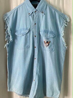 Bikerwear USA Denim Vest Shirt 2XL Bike Week 2016 Eagle Moto